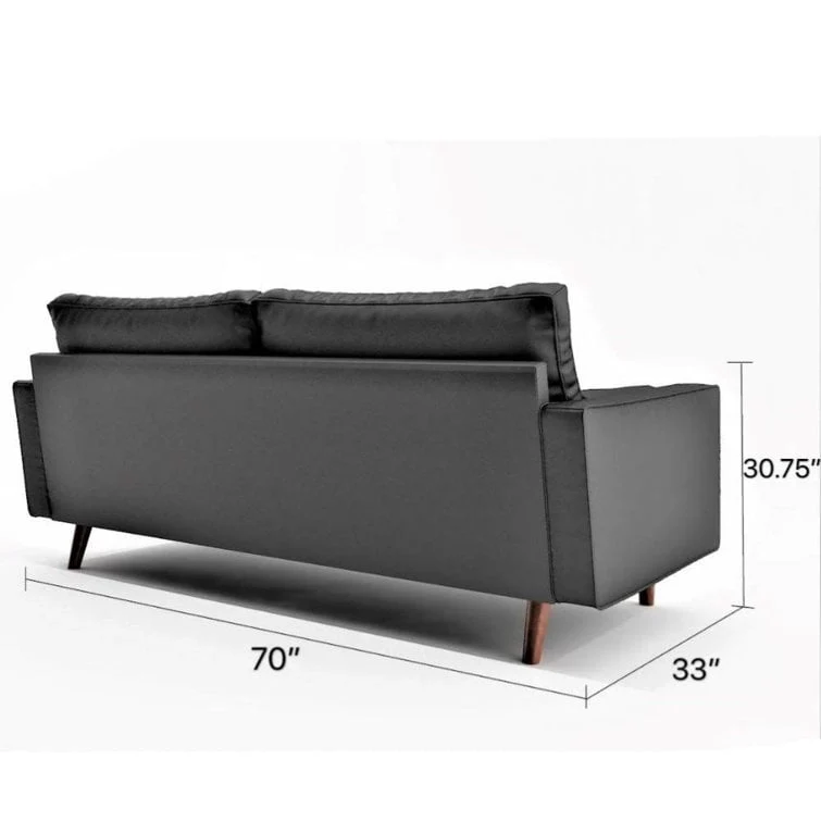 70-Inch Faux Leather Tufted Sofa