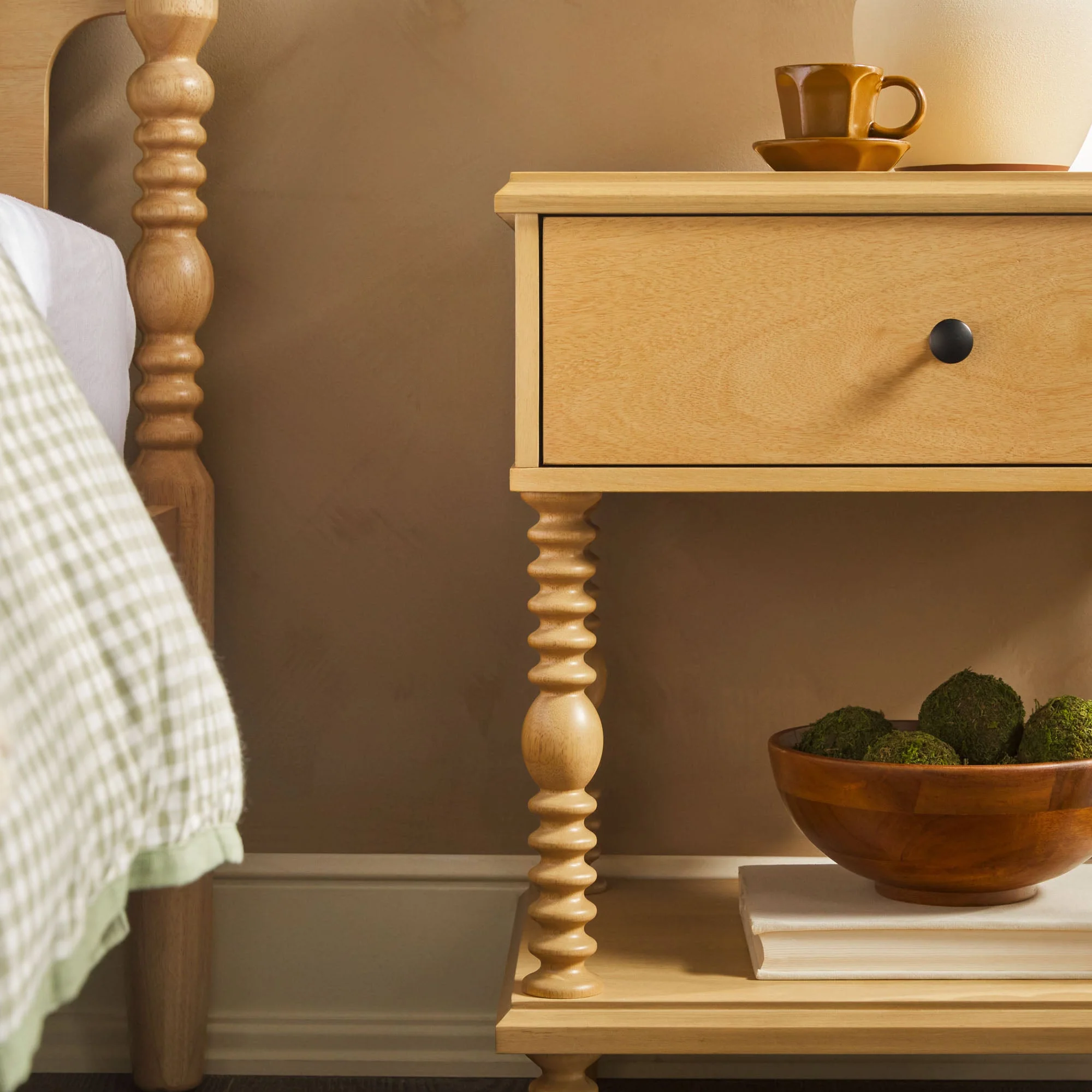 Traditional Vivienne Easy Assembly Solid Wood Nightstand