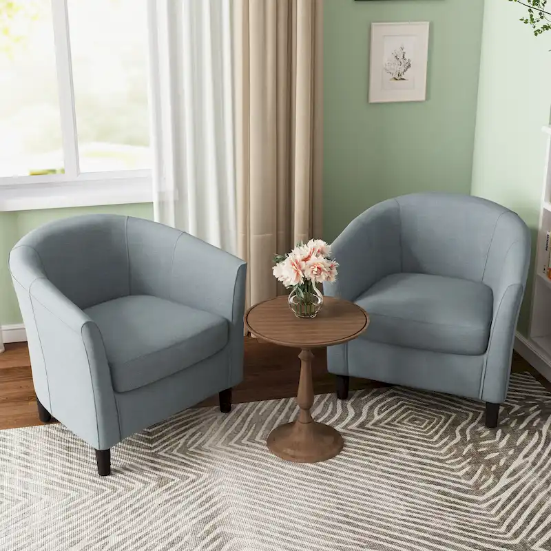 2 Set Modern Accent Chair Upholstered Barrel Chair