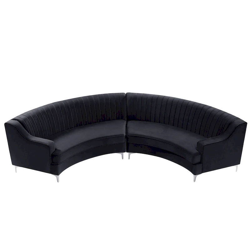 Tufted Velvet Sofa Curved Couch with Pillows