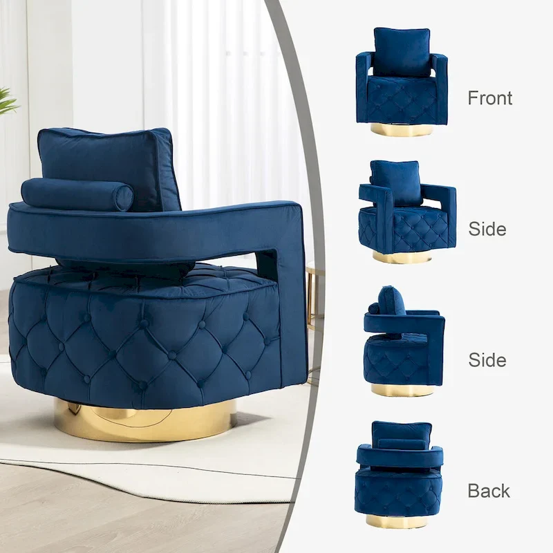 Fabric pull buckle living room rotating leisure chair, reception and negotiation chair