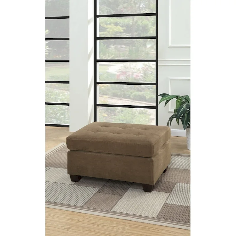 Square Cocktail Ottoman – Light Brown Waffle Suede