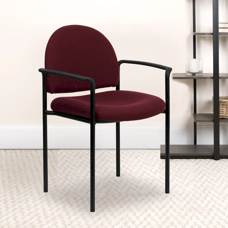 Stackable Steel Reception Chair with Arms - Padded Seat (Single)