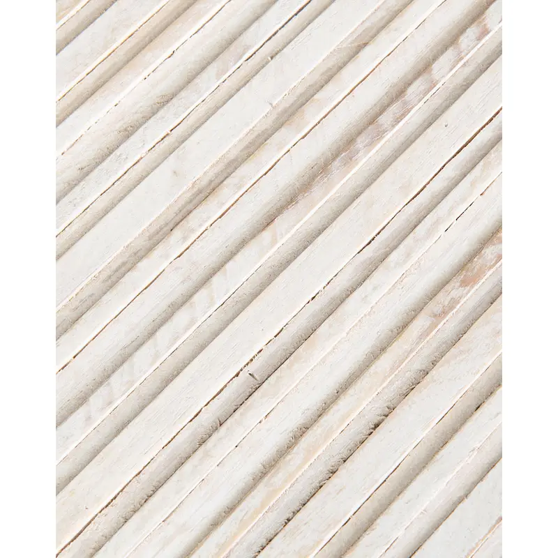 Distressed White Teak Wood Plank Drum Table by East at Main