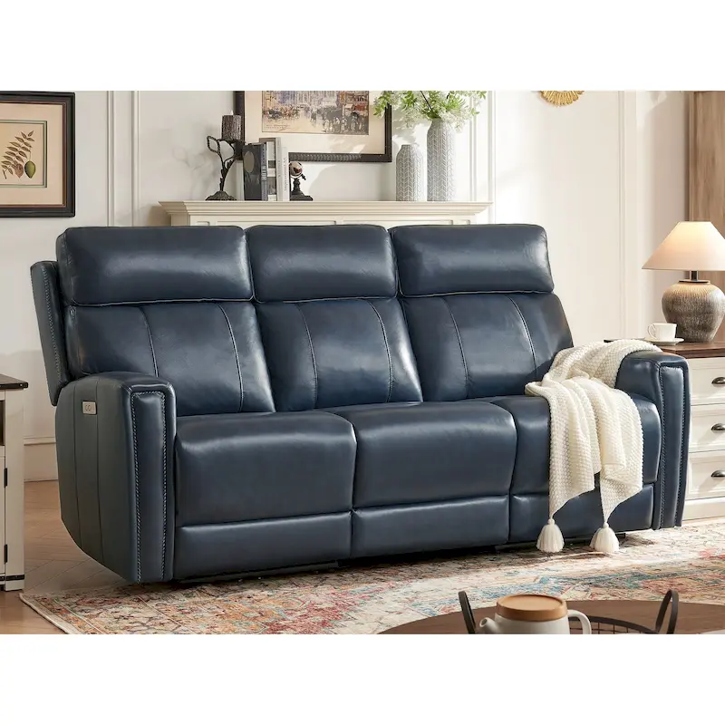 81.5 Genuine Leather Zero Gravity Power Recliner Sofa with Power Headrest, USB&USB-C Port