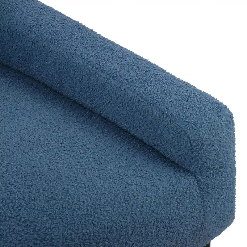 Boucle Fabric Accent Chair Lamb Wool Armchair with Metal Frame