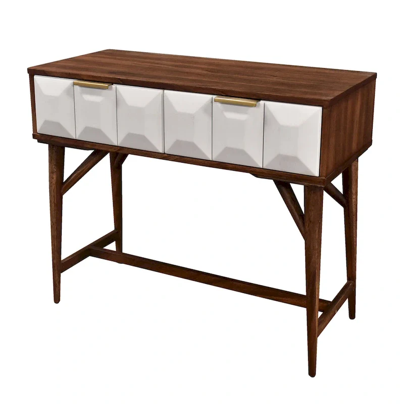 Mid-Century Modern Faux Walnut Entryway Table