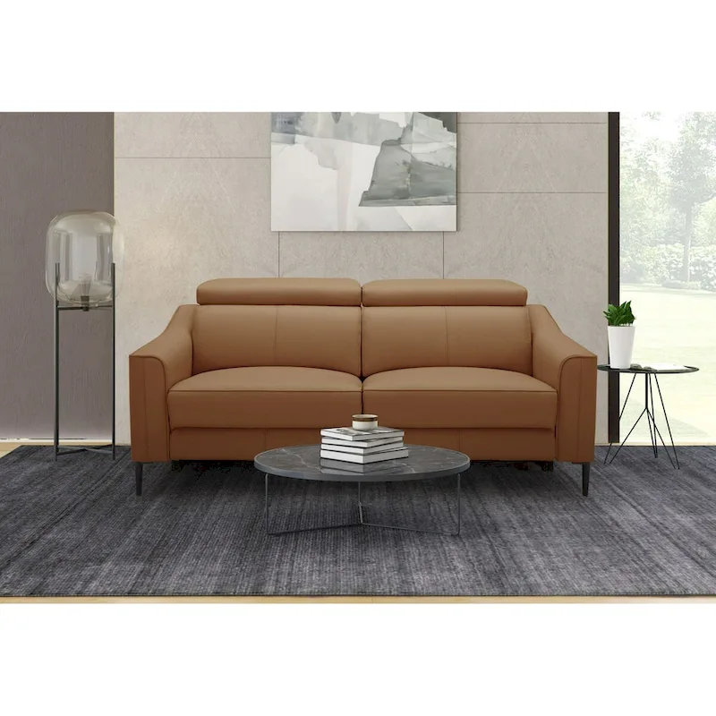 Divani Casa Eden Modern Camel Leather Sofa With 2 Recliners