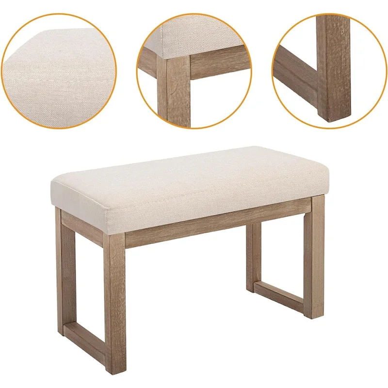 CangLong Upholstered Bench Ottoman, Beige