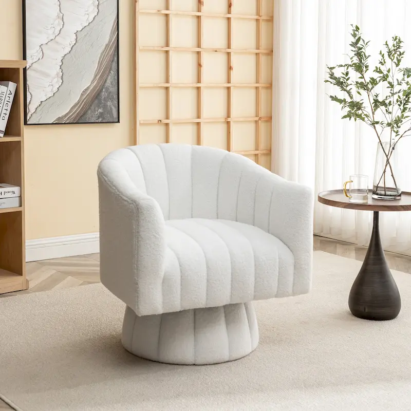 SEYNAR Modern Glam Velvet Upholstered Round Swivel Accent Barrel Chair