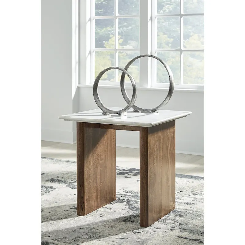 Signature Design by Ashley Isanti Light Brown/White End Table - 23.13W x 23.13D x 22.63H
