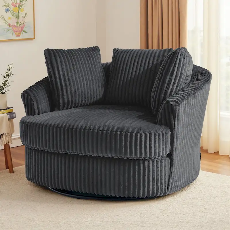 Swivel Tub Chair With Integrated Armrests And Removable, Washable Cover