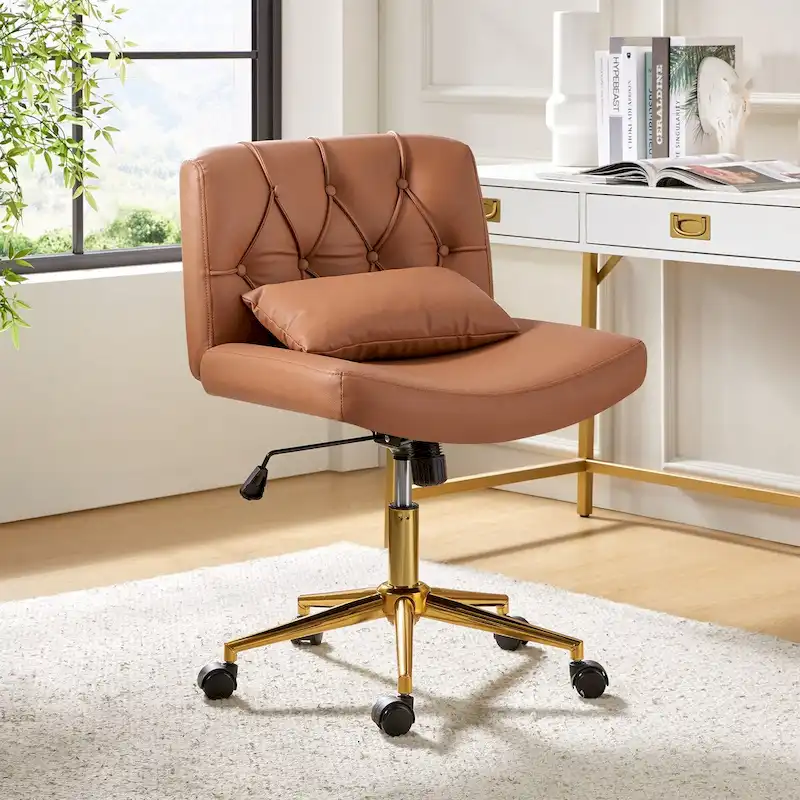 Charlie Modern Button-Tufted Swivel Tilting Office Chair with Pillow by HULALA HOME