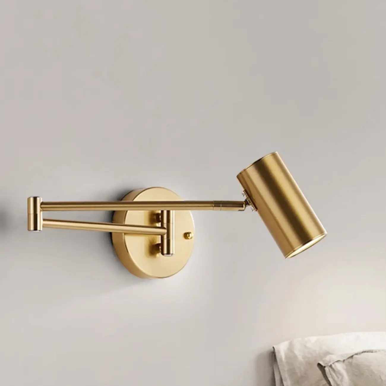 Modern Bedside Swing Arm Wall Light with Iron Shade