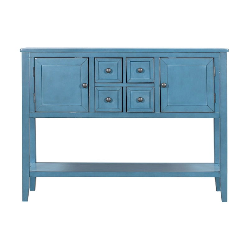 Nestfair Retro Sideboard Console Table with Drawers and Bottom Shelf