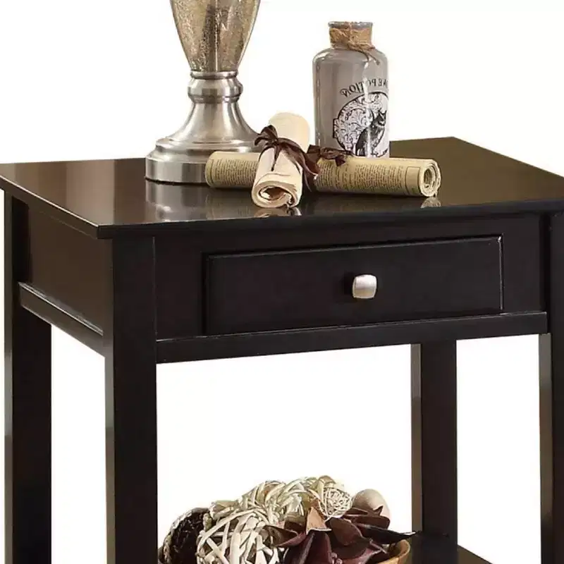 22" Malachi Accent Table Black - Acme Furniture: Lift Top, Storage, Tapered Legs, Shelf