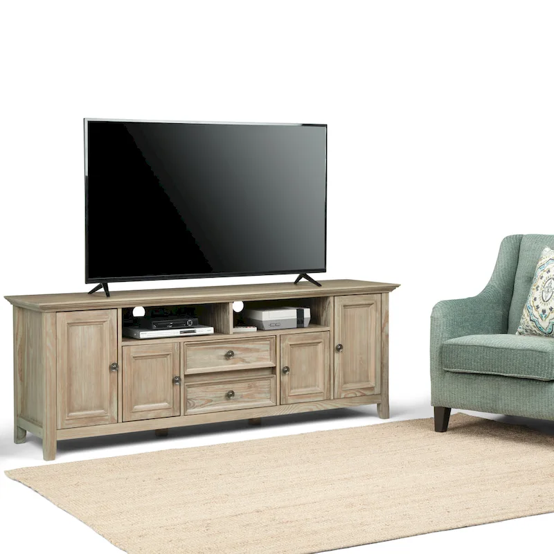 WYNDENHALL Halifax 72 inch Wide Solid Wood Transitional TV Stand - 72w x 19d x 26 h