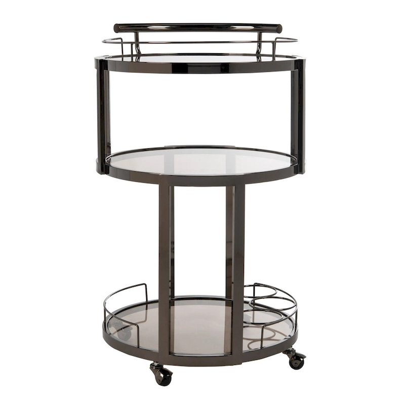 SAFAVIEH Sueann 3 Tier Round Bar Cart-Gold / Tea - 22.1 x 19.7 x 34.3 - 22Wx20Dx34H