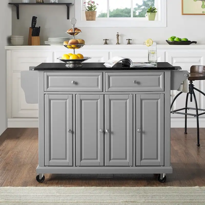 Crosley Solid Black Granite Top Kitchen Island - 51.5 W x 18 D x 34 H