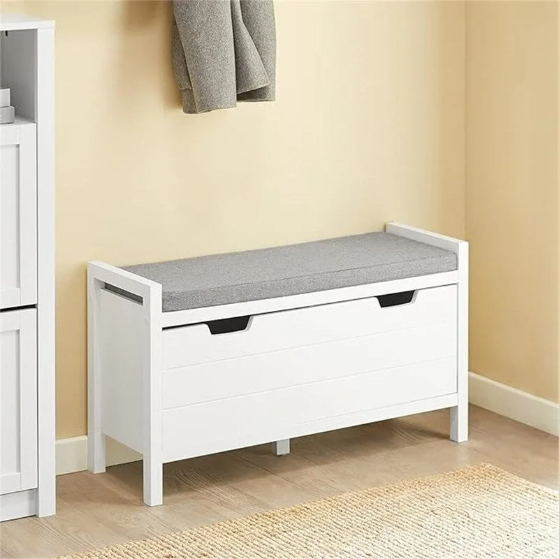 Storage Bench with Flip-Down Door and Padded Cushion - 11.8D x 35.8W x 19.7H