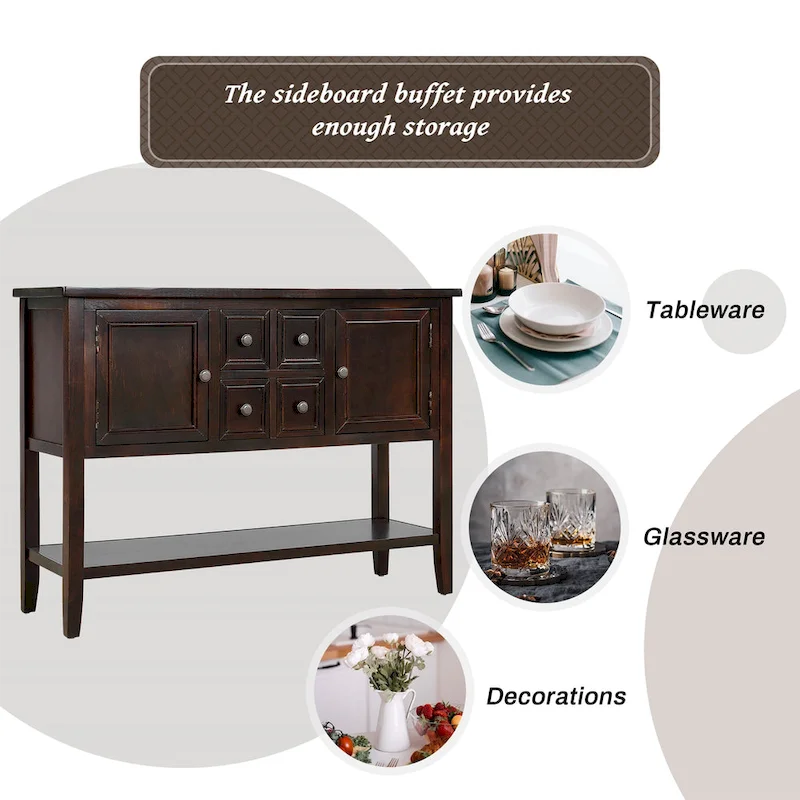 Buffet Sideboard Console Table with Bottom Shelf
