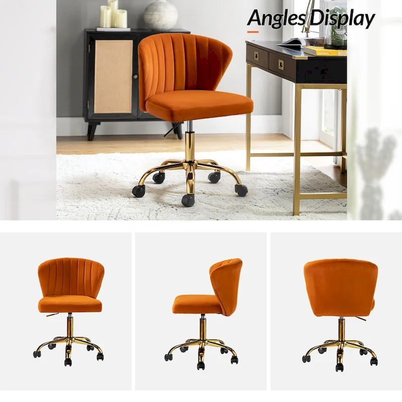 Ilia Modern Velvet Wingback 360 degree Ergonomic Office Task Chair with Channel Tufted Back by HULALA HOME