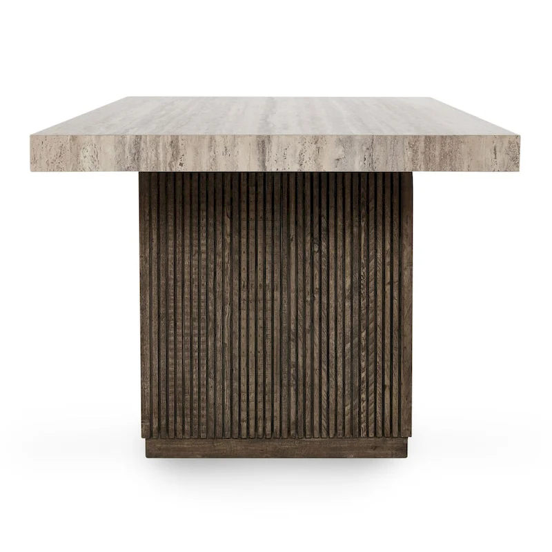 Ollie 82 Travertine Laminate Dining Table in Brown by Kosas Home