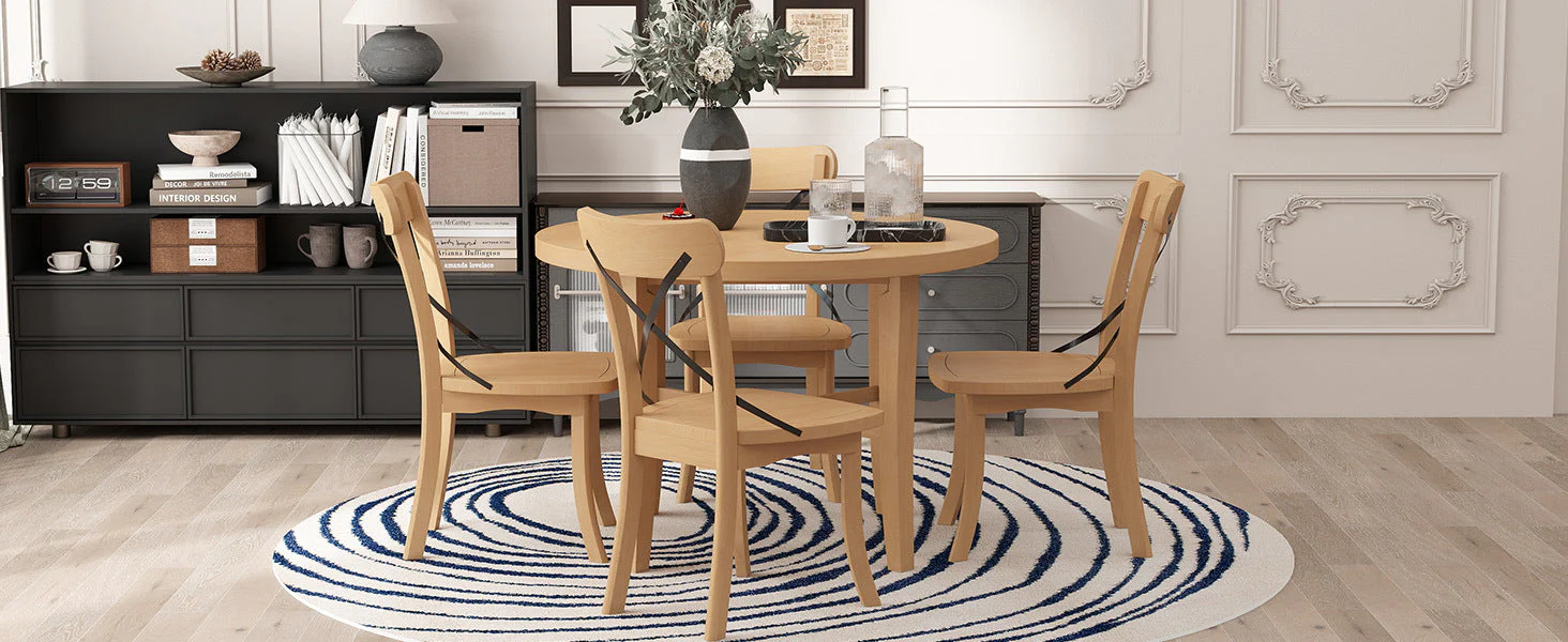 Walker Edison | Retro Simple 5-piece Dining Set with 4 Chairs