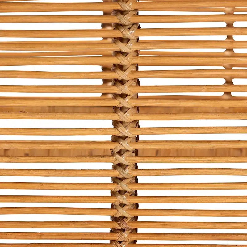 Genet Modern Bohemian Natural Brown Rattan and Teak Wood 2-Tier Kitchen Cart