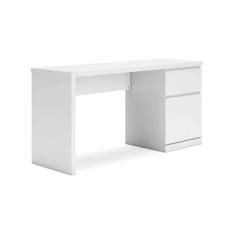 Onira Home Office Desk, 60 Inch Rectangular Top w Drawer, White Wood