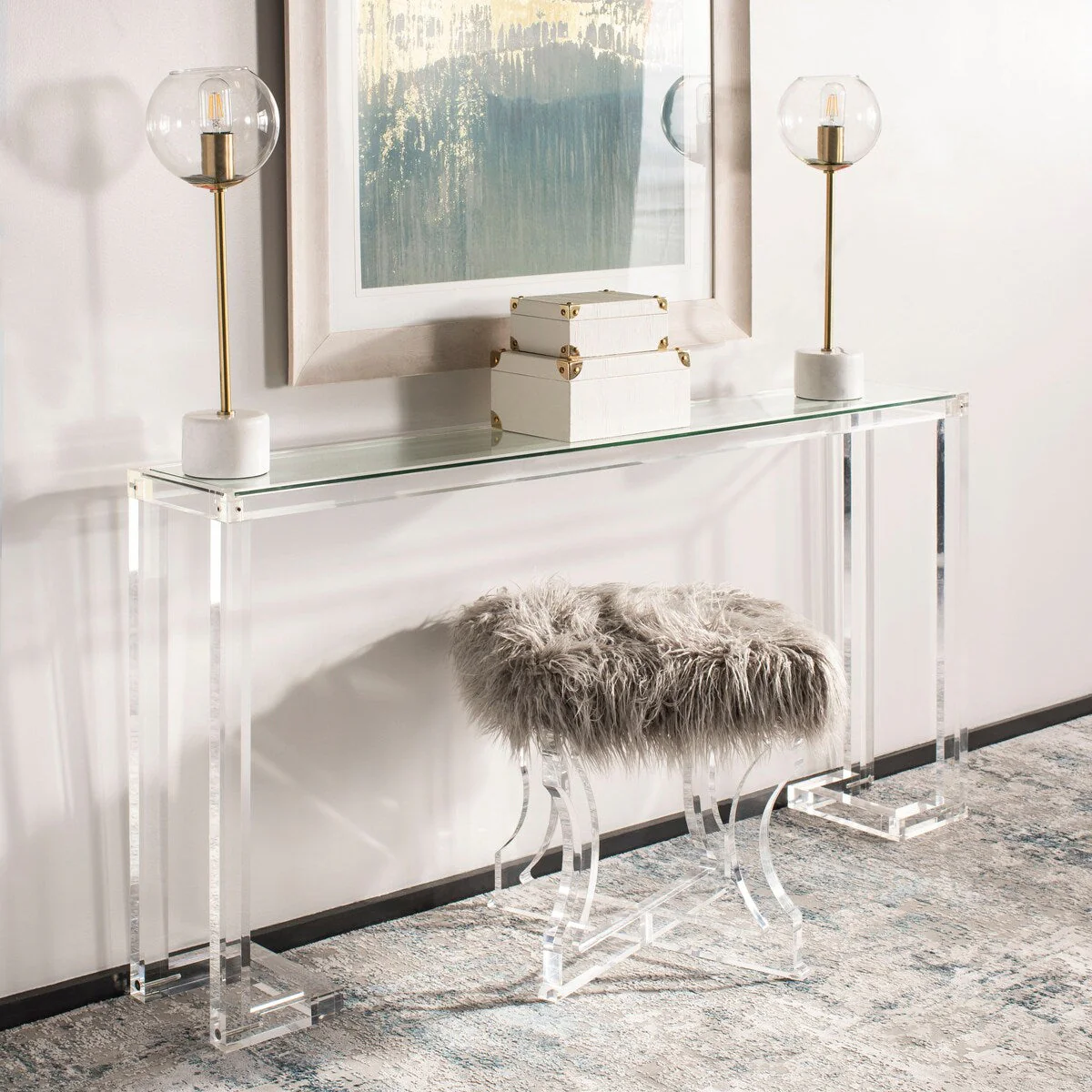 SAFAVIEH Couture Camryn Acrylic Console Table - Clear - 60 W x 10 L x 30 H - 52Wx10Dx30H