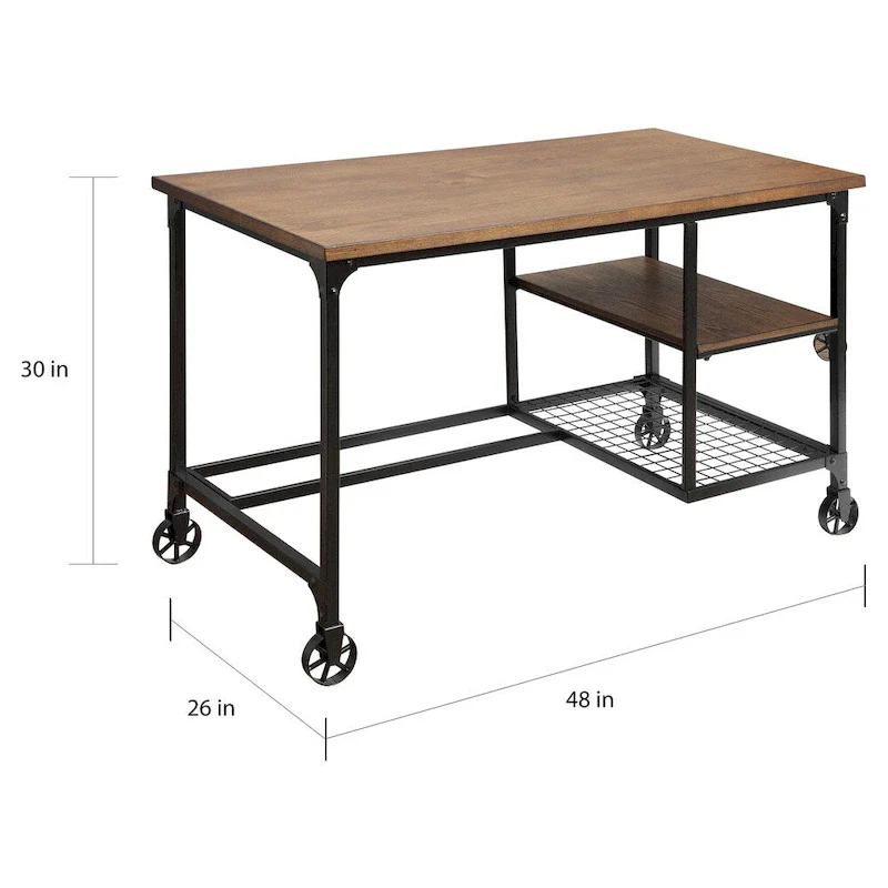 Ursa Industrial Oak 48-inch Metal Computer Desk by Furniture of America
