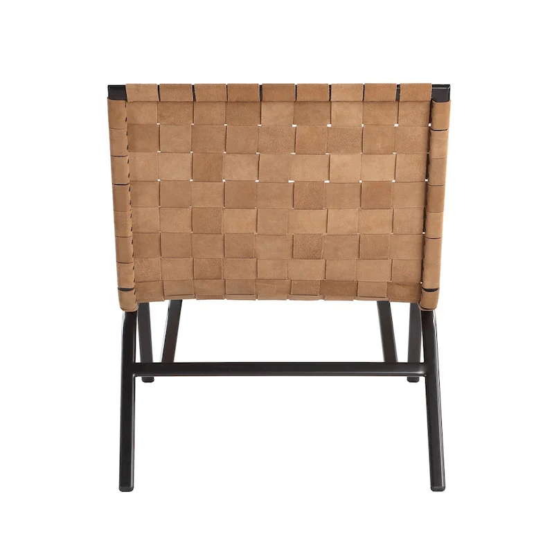 Calvo Woven Brown Leather Accent Chair by Greyson Living