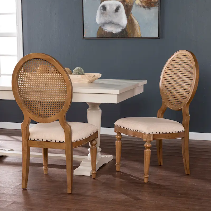 Elements Oak Cane Back Dining Chairs (Set of 2)