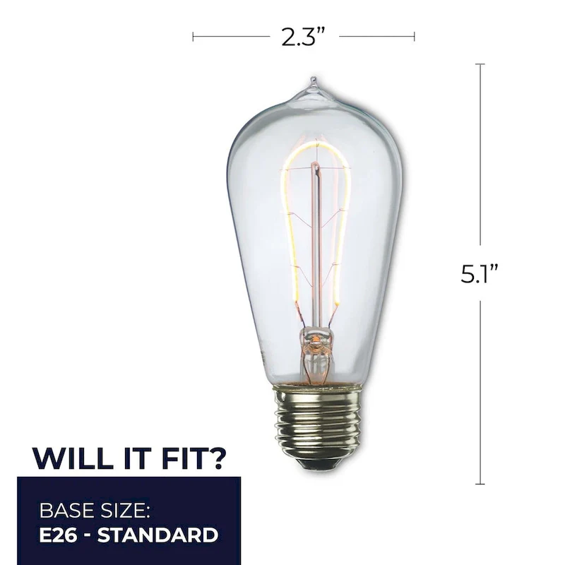 Bulbrite Pack of (2) 4 Watt Dimmable Antique Nostalgic Curved Filament LED Bulb