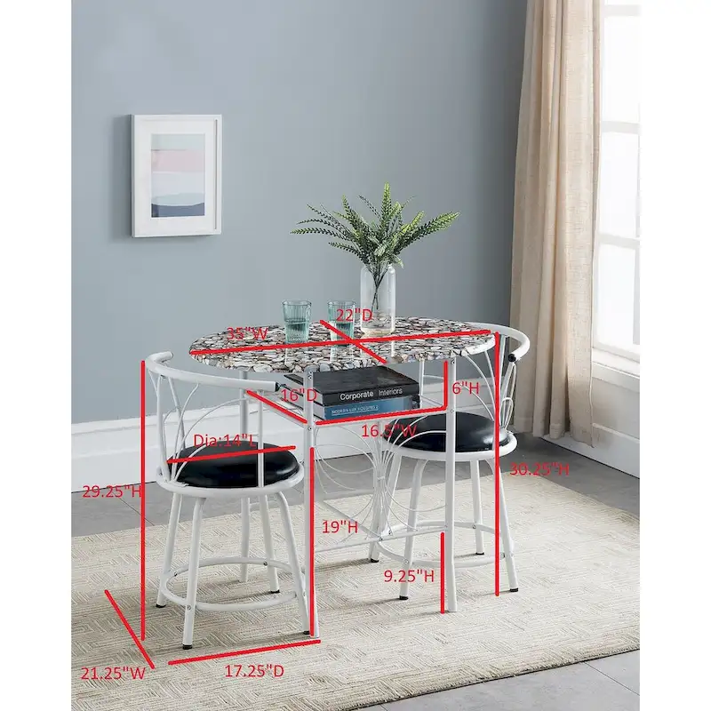 Volmer 3 Piece Dining Set