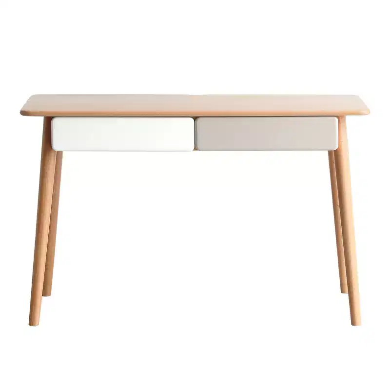 47.24 W Beech Wood Splayed Legs Computer/Writing Desk with 2 Drawers