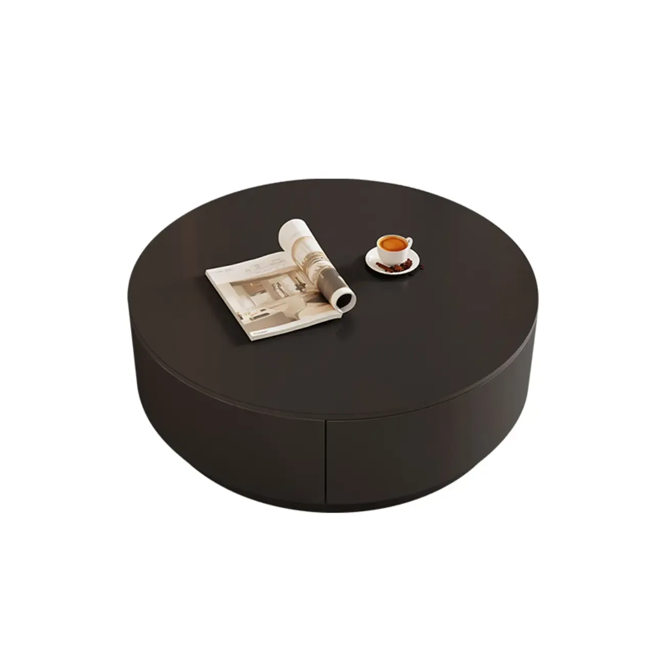 Modern Wood Round Nesting Coffee Table with 2 Drawers
