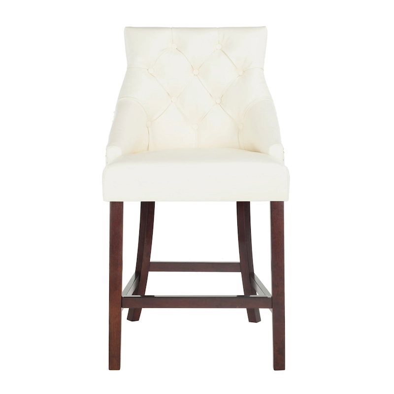 SAFAVIEH Dottie 26-inch Tufted Wing Back Counter Stool - Grey / Espresso (Set of 2) - 22.5  x 25  x 41  - 22.5  x 25  x 41