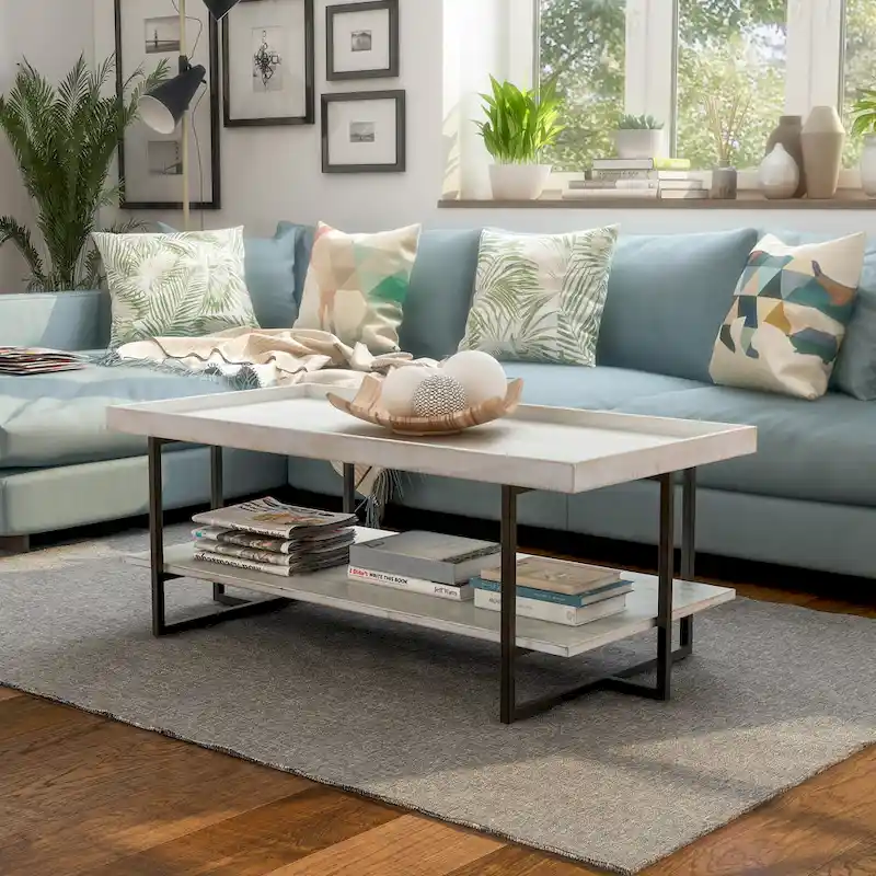 Damara Transitional 47-inch Metal 1-Shelf Coffee Table by Furniture of America
