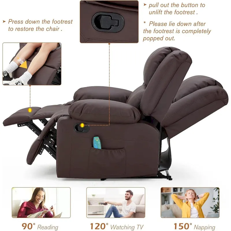 AECOJOY 2-Seater Recliner Loveseat with Heat and Massage Function