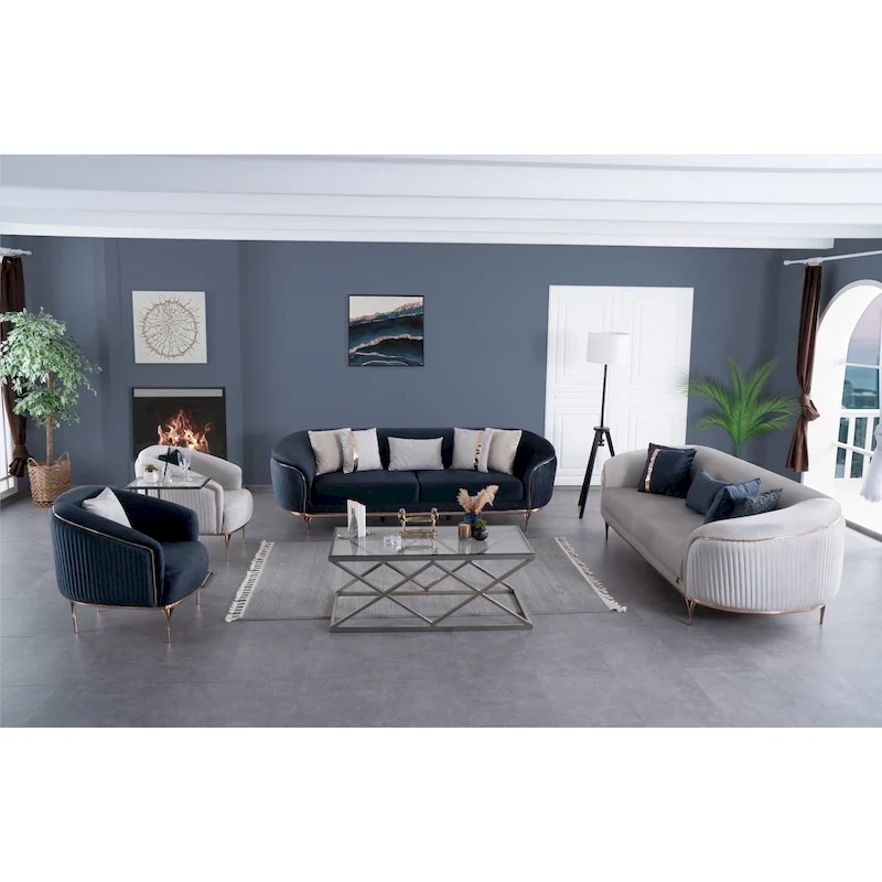 Kyt 4 Pieces Living Room Sets 2 Sofa 2 Chair