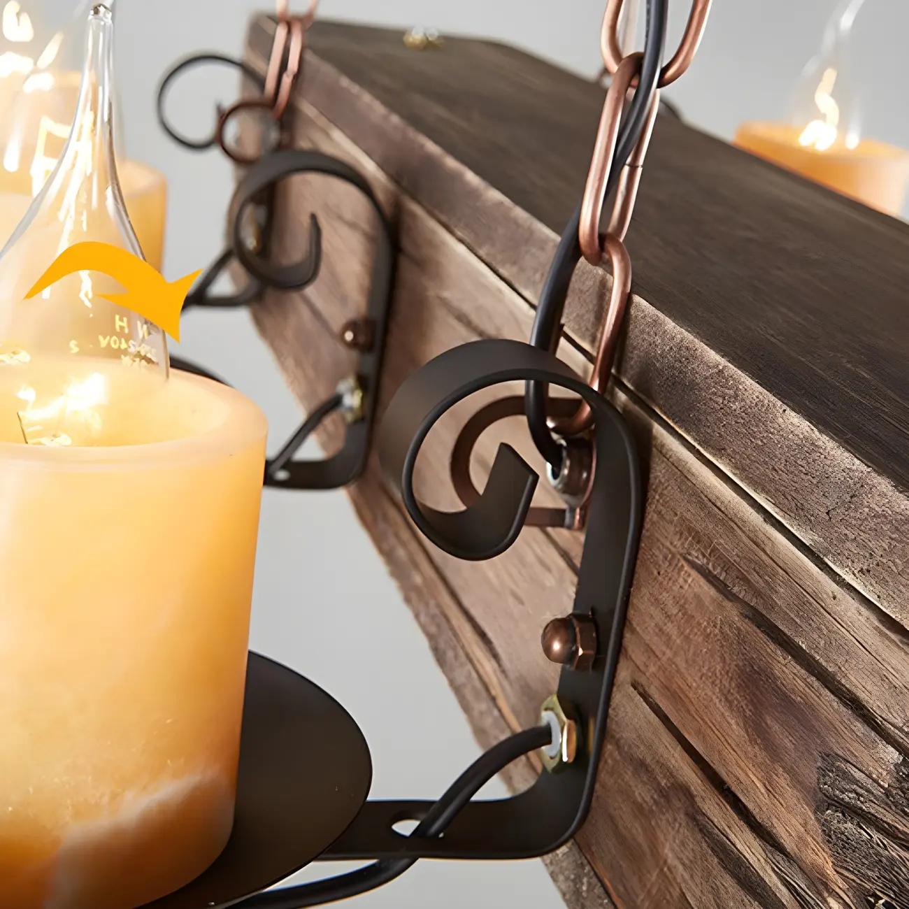 Industrial Brown Wood 8-Light Kitchen Pendant Light