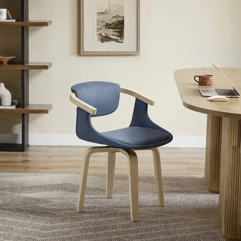 Art Leon Swivel Upholstered and Wood Accent Chair