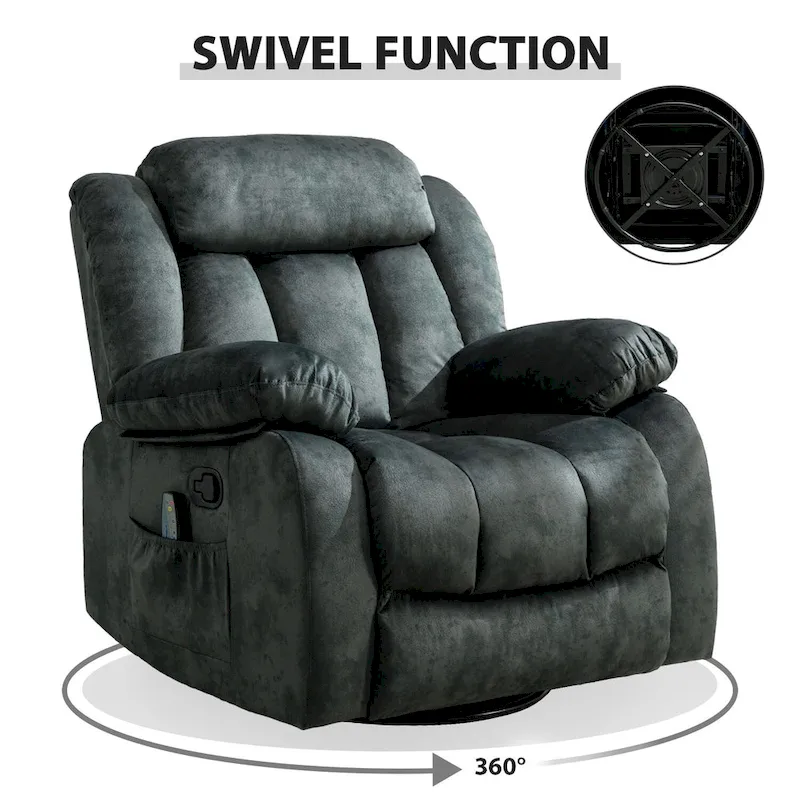 360 Rotatable Swing Manual Massage Rocker Recliner With Heat And Vibration