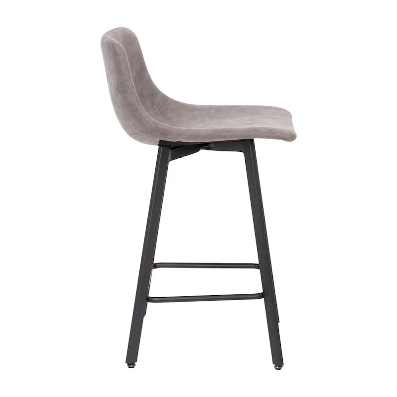 Set of 2 Armless Upholstered Metal Counter Stools