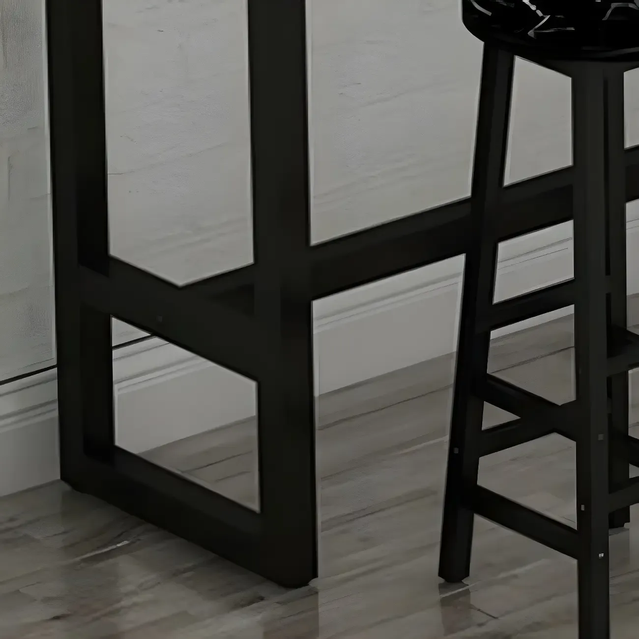 Rectangular Tall Wood Metal Base Bar Table Black