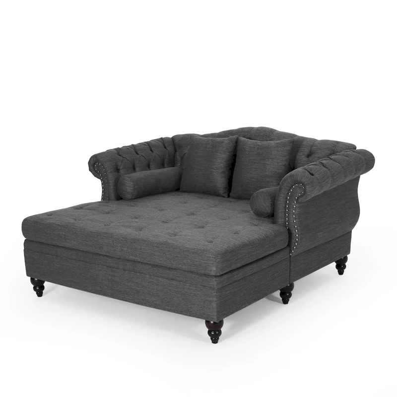 Wellston Tufted Double Chaise Lounge by Christopher Knight Home - 62.50 L x 58.50 W x 34.00 H
