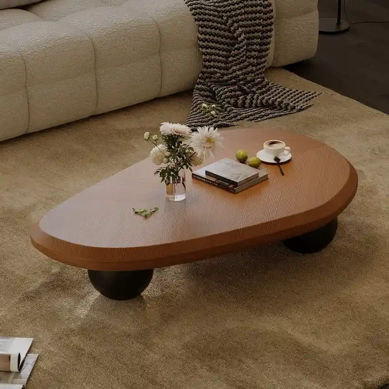 51 Modern Wood Coffee Table with 3 ball legs