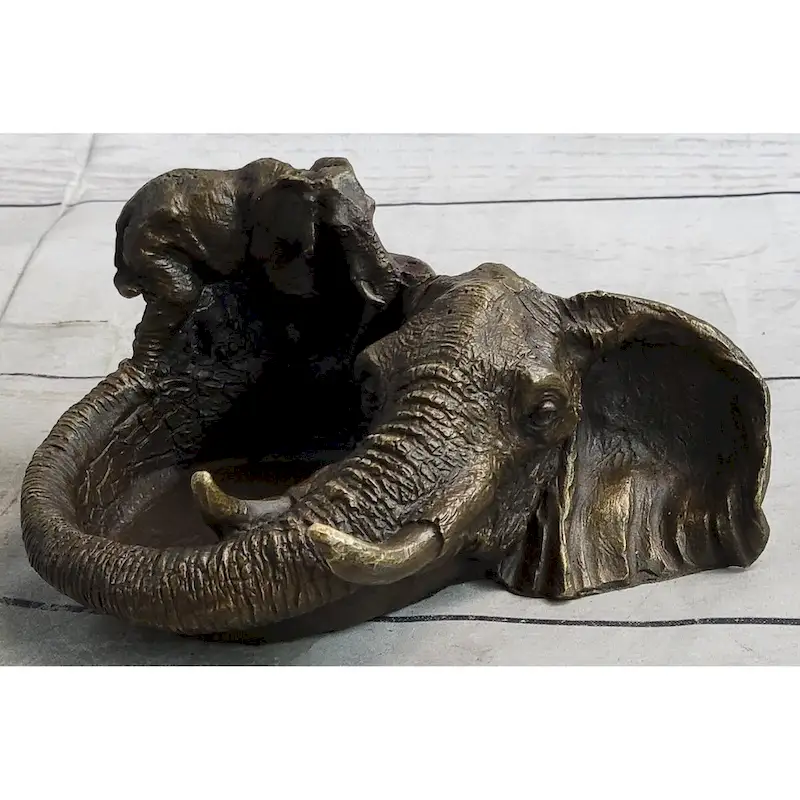 Bronze Metal Elephant Ashtray Dish Original Handmade Art By Milo